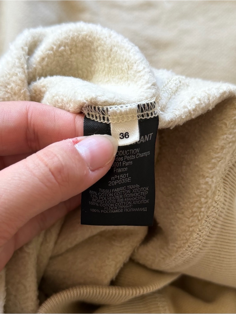 Isabel Marant Etoile Moby Sweatshirt Tan Velvet Logo Size 4 - Picture 5 of 6